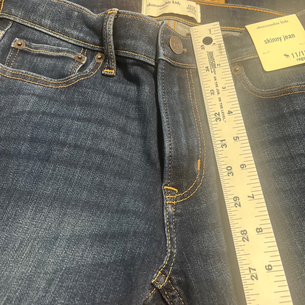Abercrombie & Fitch Jeans Size 11/12 Regular Kids High Rise Skinny Blue New - Picture 7 of 15